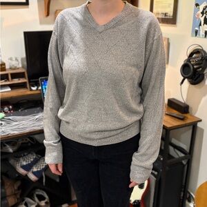 David Taylor Silver V-Neck Sweater